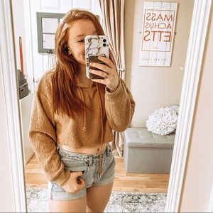 NWT Better Be Cropped Teddy Hoodie Sweatshirt